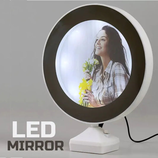 Customized Magic Mirror Photo Frame with round LED for wall, 3 in 1 Mirror Frame bedroom, wall set Imported Quality
