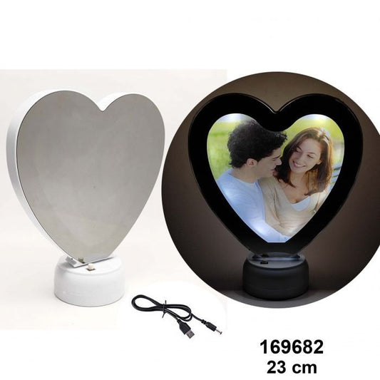 3 in One Heart Shape Led Magic Mirror Photo Frame Imported Quality Heart Magic Photo Frame Best Gift For Birthday Anniversaries