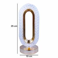 Crystal Table Lamp - Oval Rechargeable Night Light with USB Port